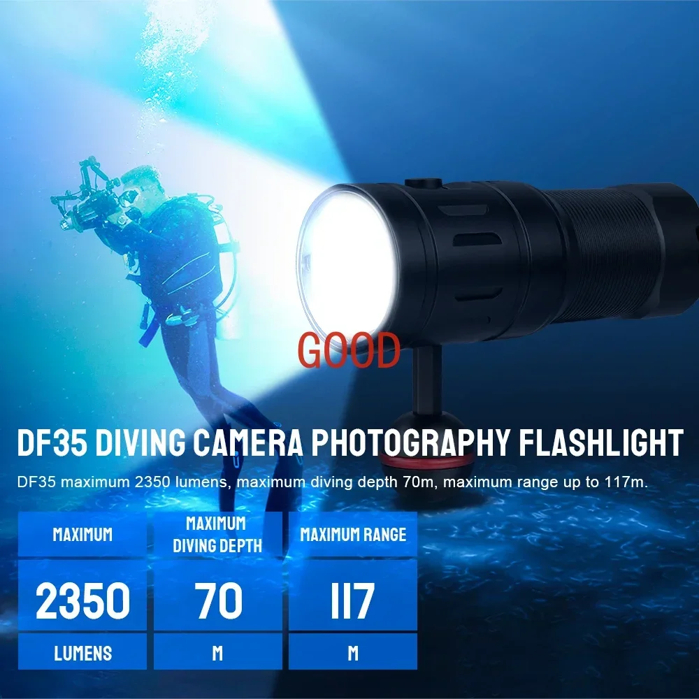 Trustfire DF35 Diving Flashlig - đánh giá và giá Underwater Flashlight