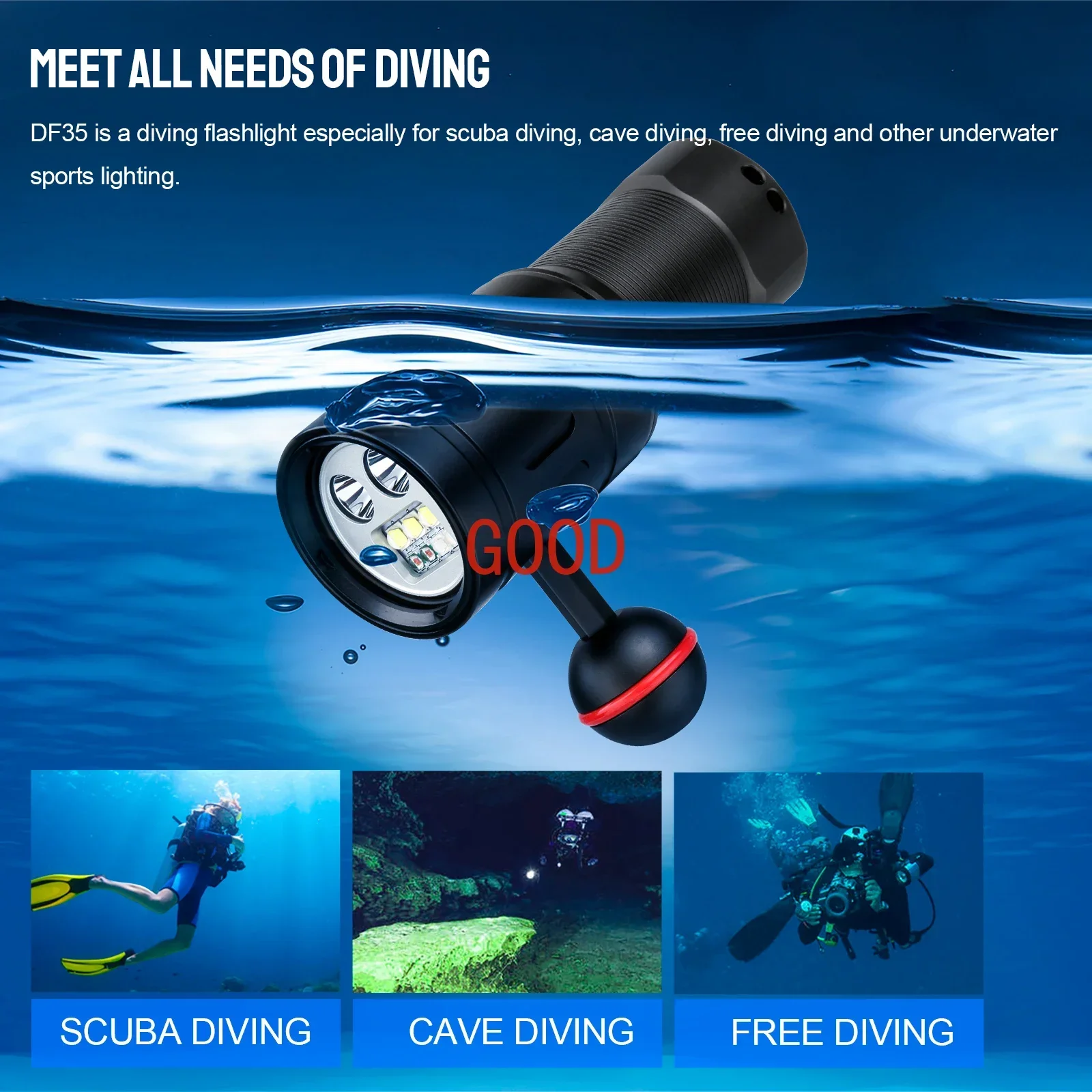 Trustfire DF35 Diving Flashlig - đánh giá và giá Underwater Flashlight