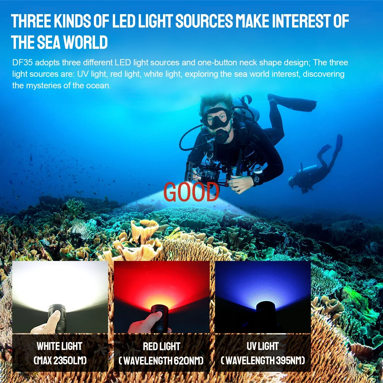 Trustfire DF35 Diving Flashlig - đánh giá và giá Underwater Flashlight