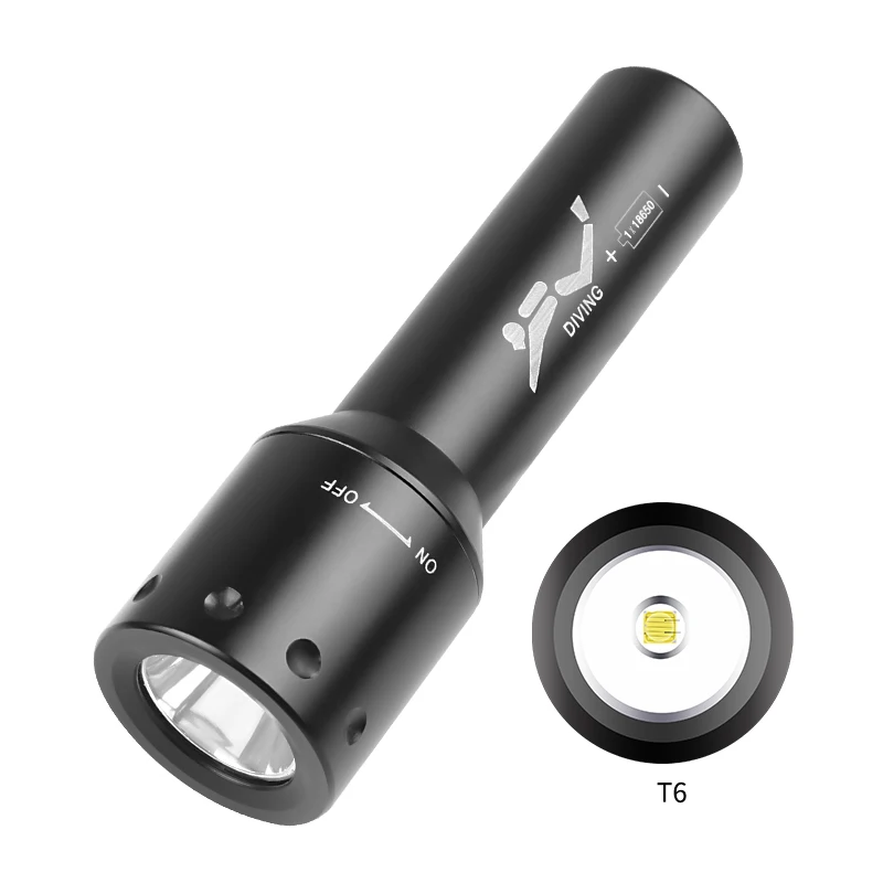 New T6 LED Diving Torch Long-R - đánh giá và giá Underwater Flashlight